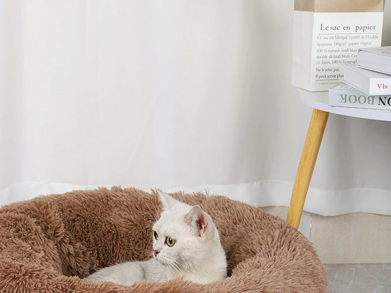 Plush Cat & Dog Nest Bed – Warm, Washable & Fluffy for Winter Comfort