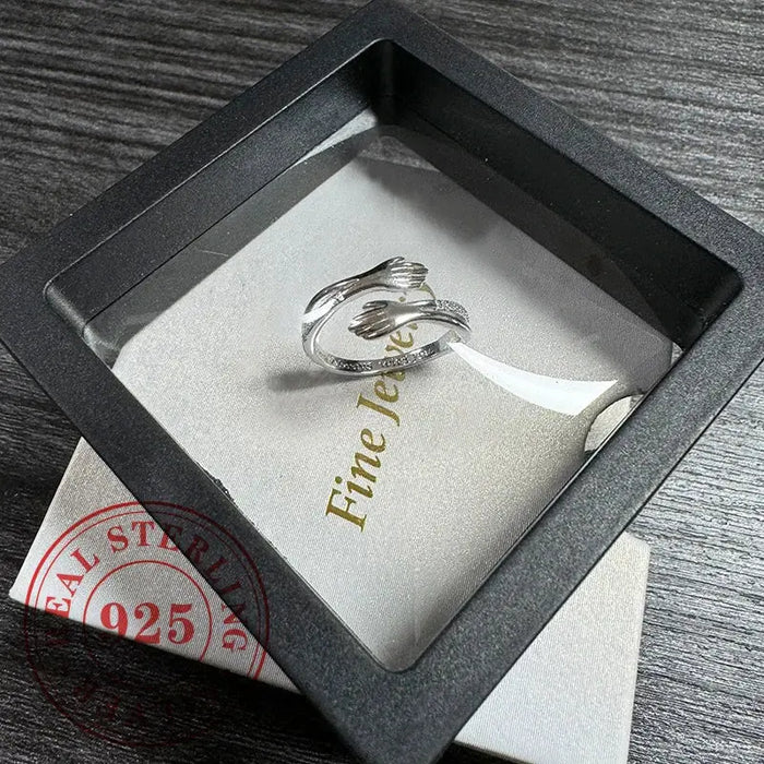 Geometric Silver Ring – Trendy Pave-Set Cubic Zirconia SF