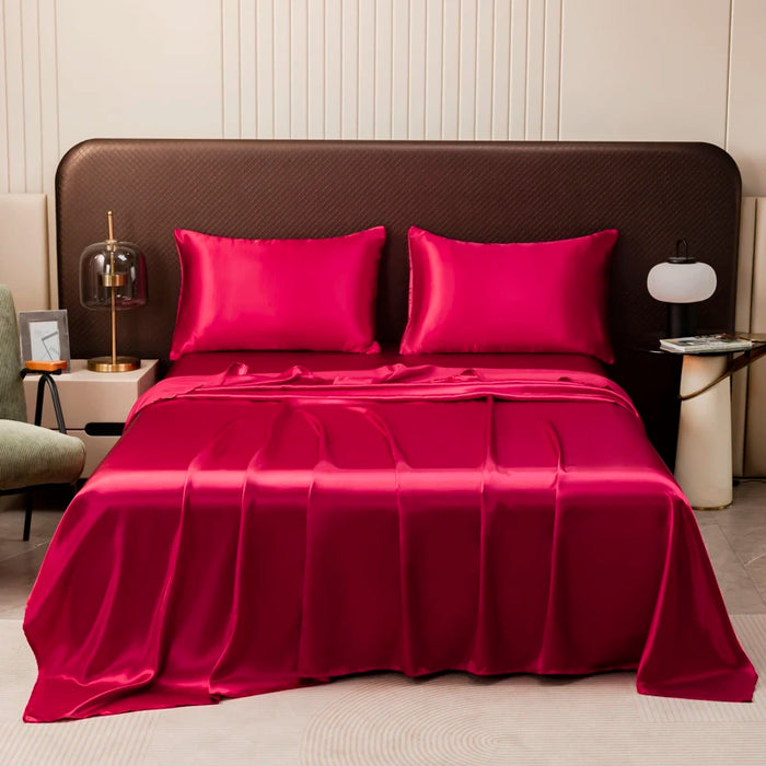 KISS NEST Satin Bed Sheet Set – Smooth 200TC Polyester, Twin to King Sizes - Samanta Factory