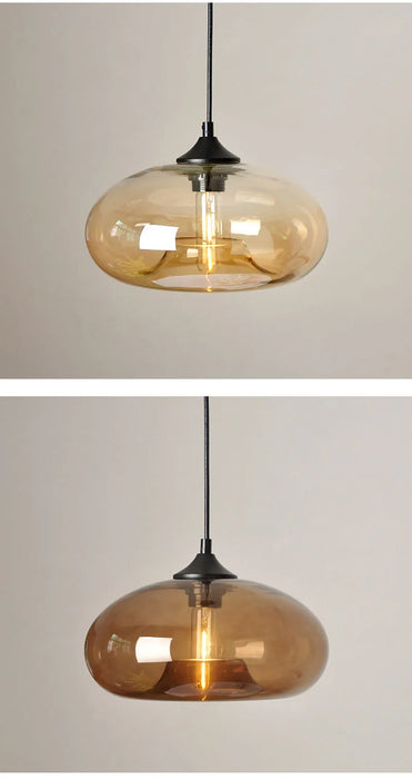 Modern Glass Pendant Light – Elegant LED Ceiling Fixture with Iron Finish - Samanta Factory