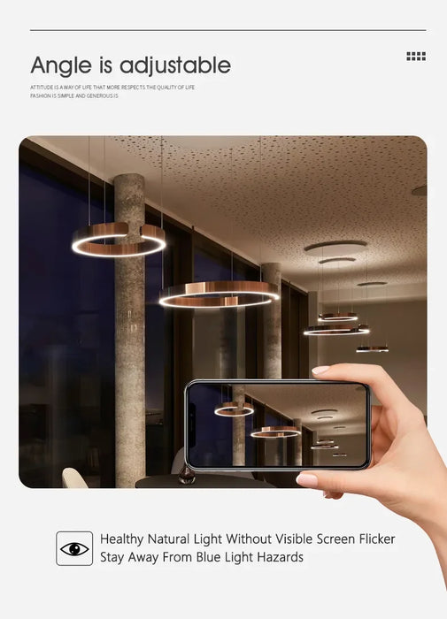 C Ring LED Pendant Light – Dimmable Nordic Hanging Lamp for Dining & Bedroom Spaces - Samanta Factory