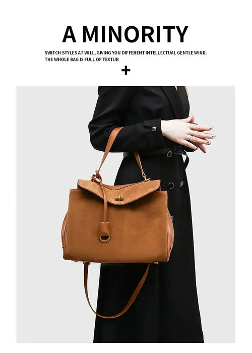 Microfiber Leather Shoulder Bag – Large Square with Lock SF