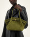 PU leather dumpling bun handbag for women, casual tote and crossbody bag with hasp closure and cell phone pocket