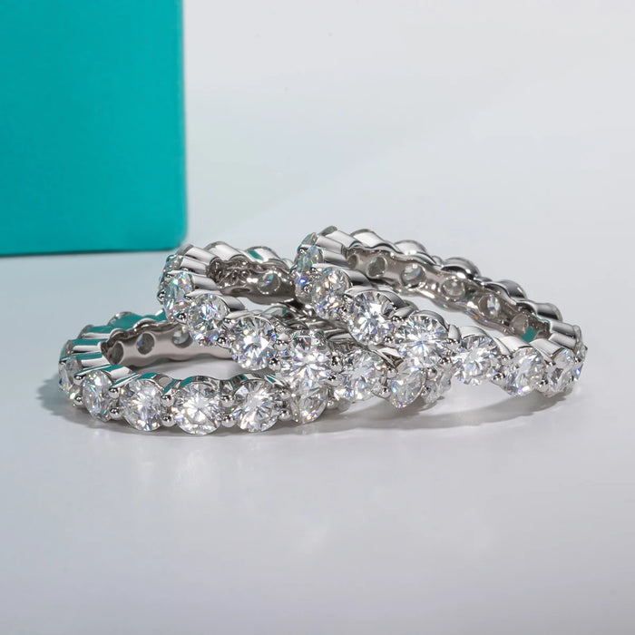 Moissanite Wedding Band Ring – 1.5CT D-Color VVS1 4mm Eternity Band in 925 Silver