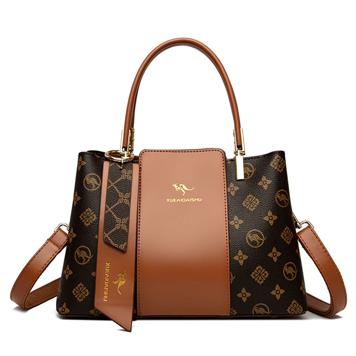 Luxury Fashion Print Handbag – Large Capacity Soft Leather Shoulder & Crossbody Bag for Women - Samanta Factory