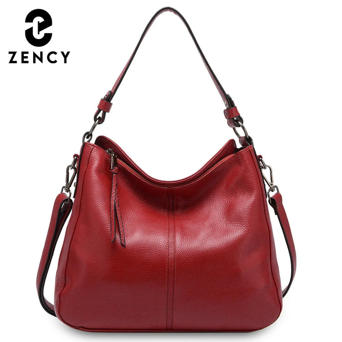 Genuine Leather Shoulder Bag – Soft, Versatile Hobo with Ruched Design - Samanta Factory
