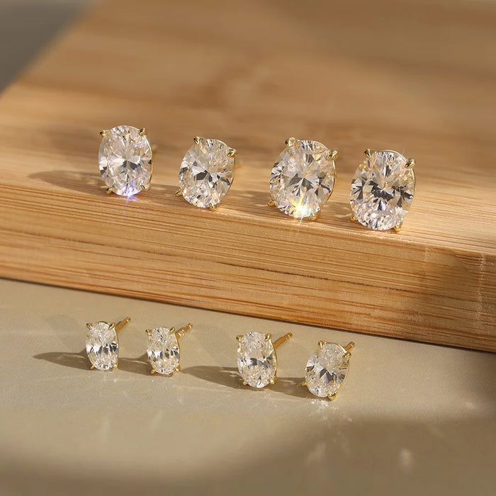 Oval Moissanite Stud Earrings – 0.5–3CT Brilliant Cut in 925 Sterling Silver