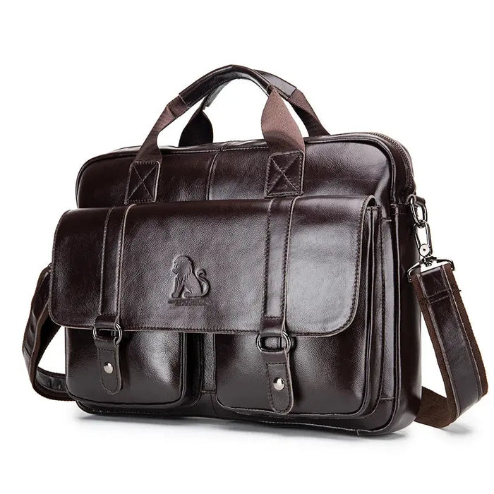 Leather Business Briefcase – 15-Inch Professional Work Bag for Men SF