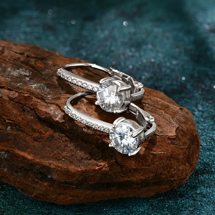 925 Sterling Silver Drop Earrings – 1ct D-Color Moissanite