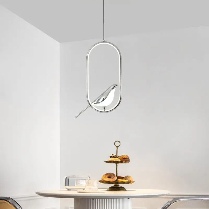 Bird Pendant Light – Modern Gold & Silver Hanging Lamp with Rotatable Magpie Design