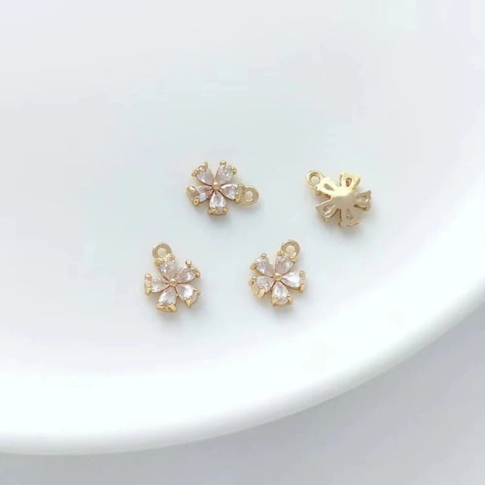 Personalized Sparkling Name Necklace with Floral Charm- Zircon Peach Blossom Pendant SF