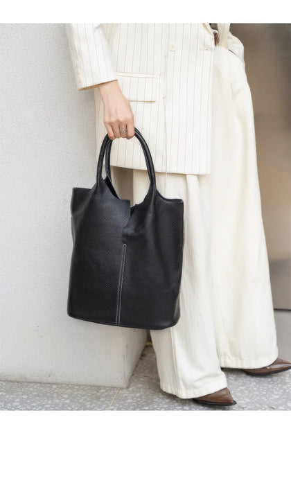 Bucket Bag – Soft Versatile Leather Shoulder Handbag for Women - Samanta Factory