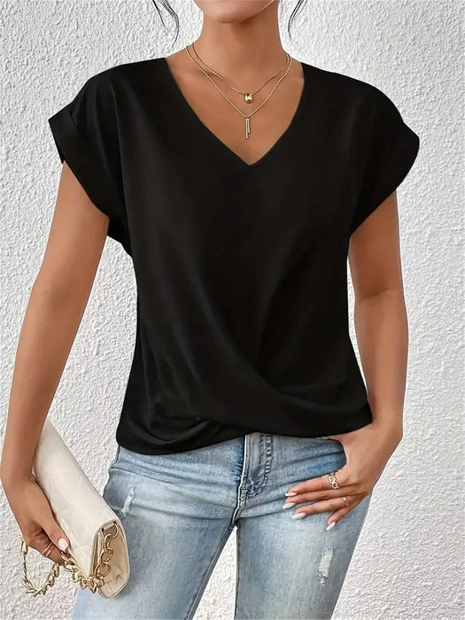 V-Neck Blouse - Casual Elegance for Office & Summer Days - Samanta Factory