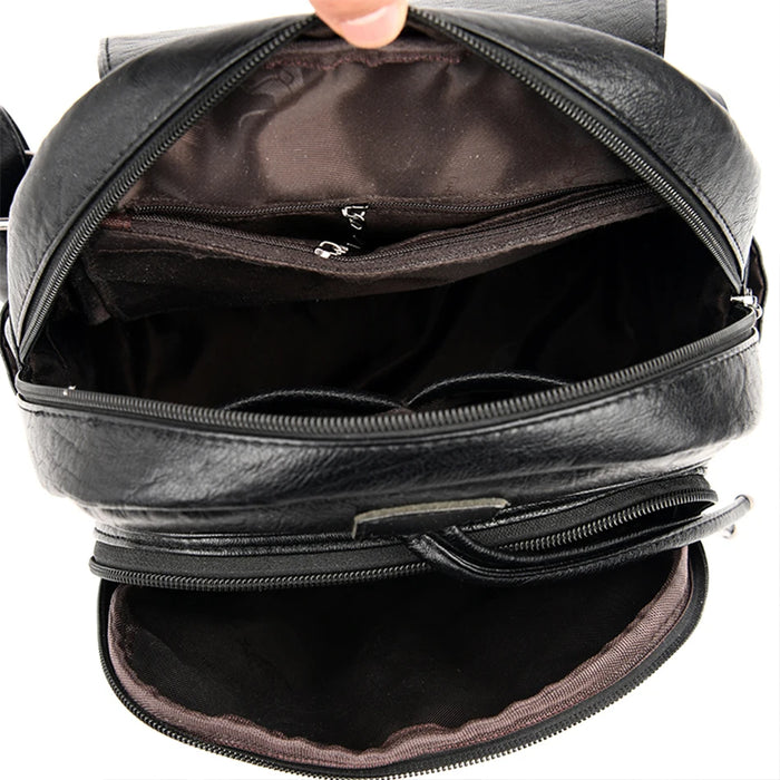 High-Quality Leather Backpack for Women – Large Capacity Travel & School Bag, Fashionable Mochila Shoulder Bag - Samanta Factory