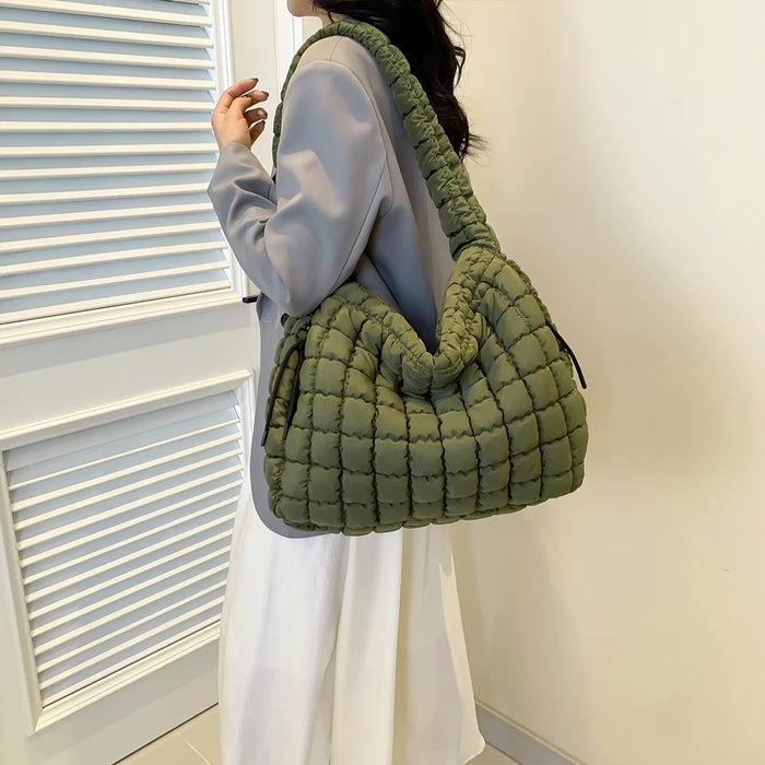 Women’s Puffer Shoulder Bag – Fashion Bubble Tote with Large Capacity