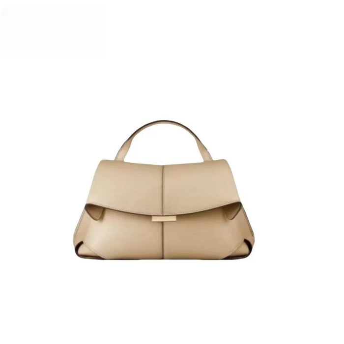 European Style Shoulder Handbag-Pleated Cowhide Leather Designer Crossbody Bag for Women