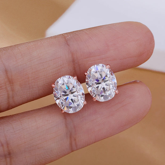 Moissanite Stud Earrings – D Color Oval Cut Sterling Silver