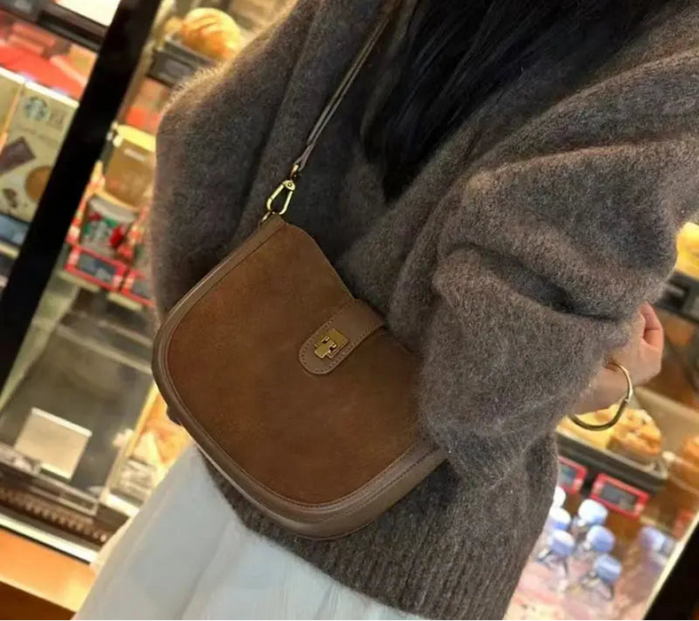 Cow Leather Shoulder Bag – Soft Half Moon Shape SF