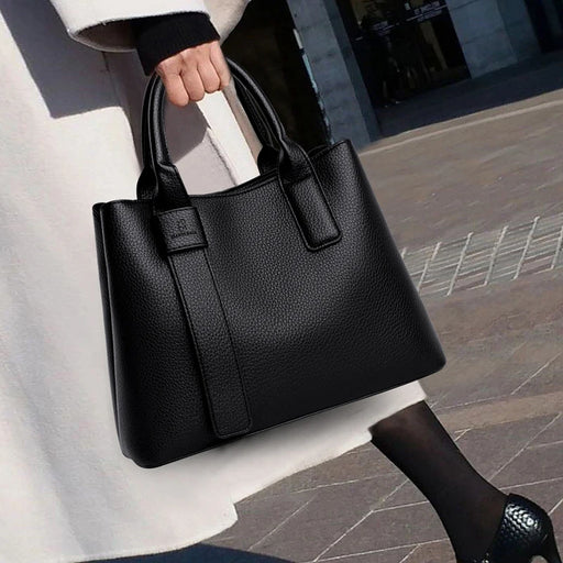 Women’s PU leather saffiano business handbag with adjustable strap and multiple compartments

