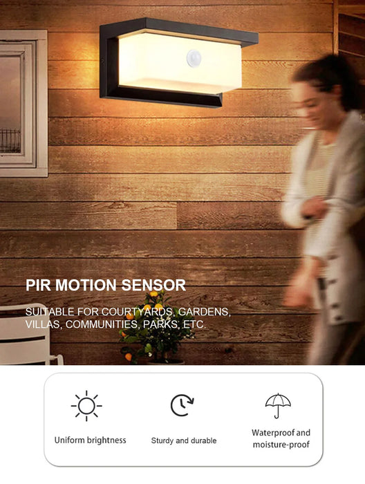 LED Wall Lights – PIR Motion Sensor, Waterproof Outdoor Lamps for Garden & Porch - Samanta Factory