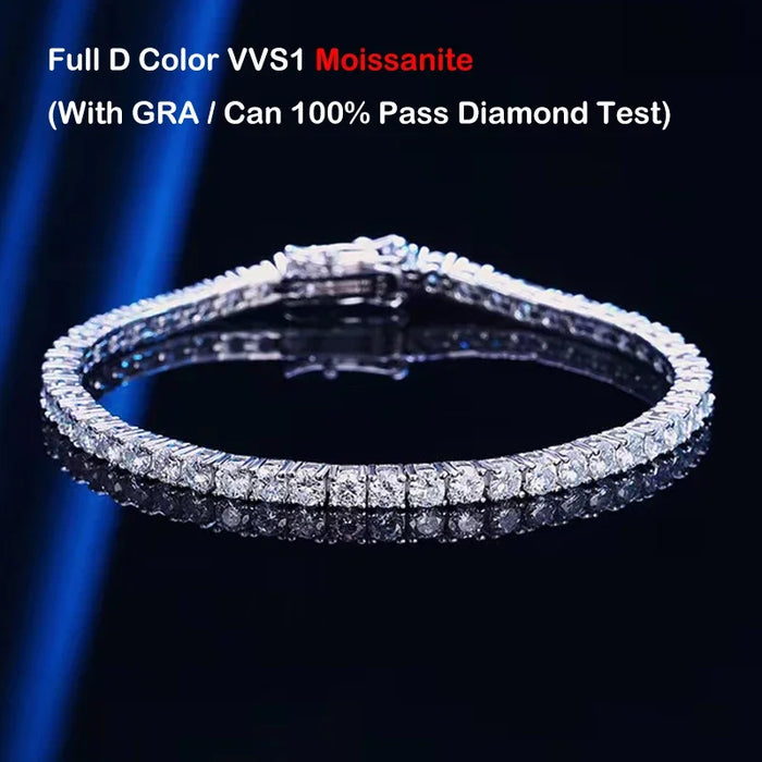 Moissanite Tennis Bracelet – Certified 925 Sterling Silver with D Color VVS1 Stones - Samanta Factory