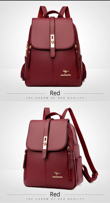 Women’s Leather Backpack – Fashionable White Shoulder Bag for Travel & School - Samanta Factory