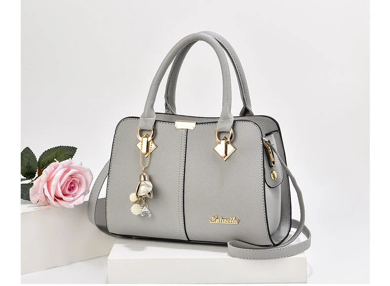 Women’s Large Capacity Boston Handbag – PU Leather Shoulder & Crossbody Tote Bag SF