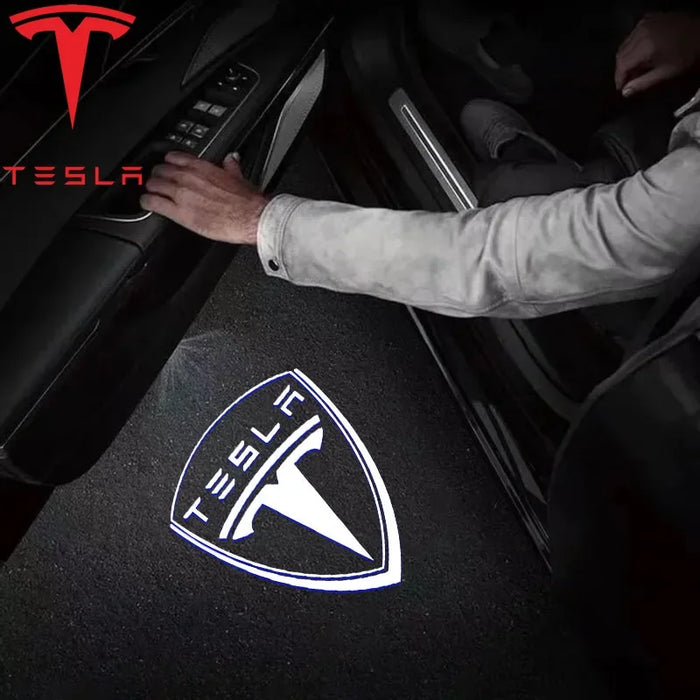 Tesla 2Pcs Car Door Projector Welcome Lights Accessories For Tesla Model 3 S X Y Cybertruck Roadster SpaceX Car Accessories - Samanta Factory