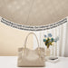 Genuine Leather Shoulder Bag – Elegant Casual Tote with Beading & Sequins for Women - Samanta Factory