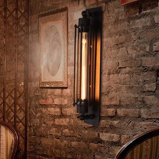 Traditional Iron Wall Lamp with Brown Metal Shade for Bedroom or Corridor