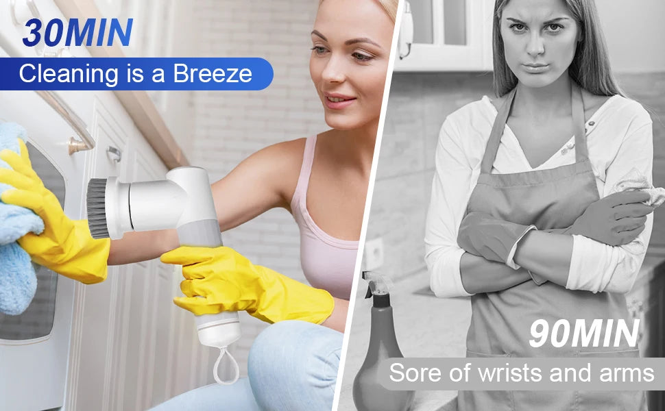 Electric Cleaning Brush – Rechargeable Scrubber with 180-Minute Runtime
