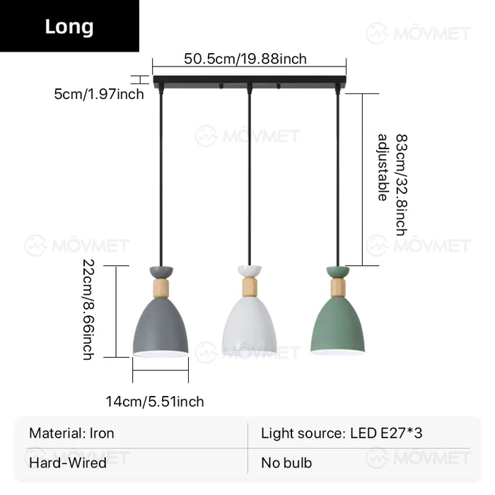 Modern Pendant Light – Triple Head Design with E27 Base for Stylish Interiors
