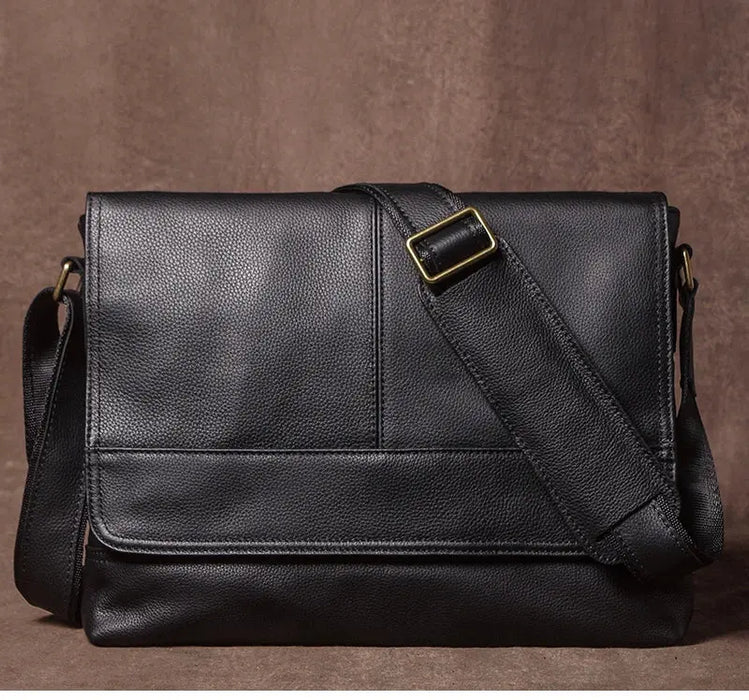 Vintage Leather Satchel Bag – Soft Men’s Crossbody Shoulder Bag SF