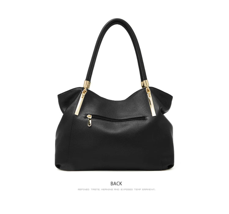 Genuine Leather Shoulder Bag – Elegant Casual Tote with Beading & Sequins for Women - Samanta Factory