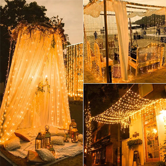 Festive Solar-Powered Curtain Lights with Waterproof Design & Remote Control - Samanta Factory