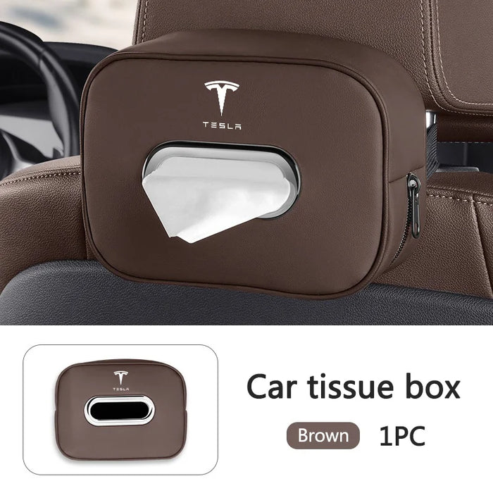 PU Leather Car Tissue Holder – Seat Back & Door Storage