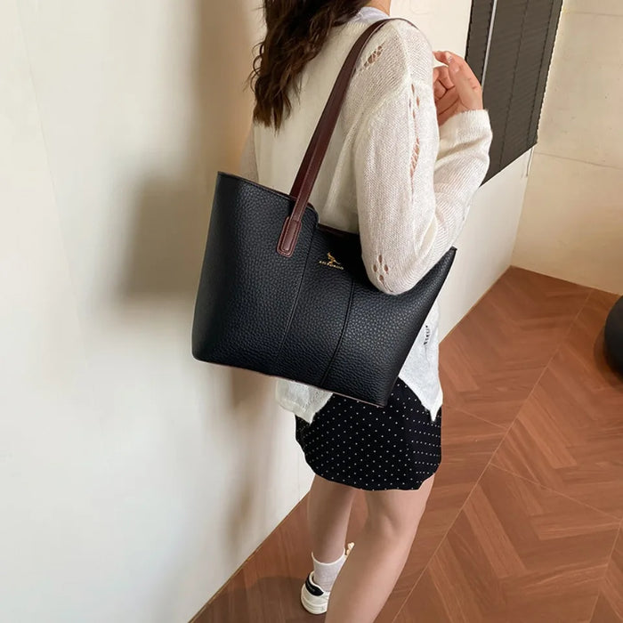 Luxurious Women’s Leather Shoulder Bag – Stylish Microfiber Synthetic Leather Casual Tote - Samanta Factory