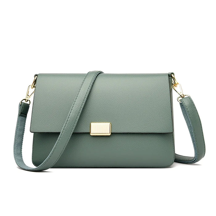 Women’s Genuine Leather Shoulder Bag – Square Ruched Handbag with Hasp Closure - Samanta Factory