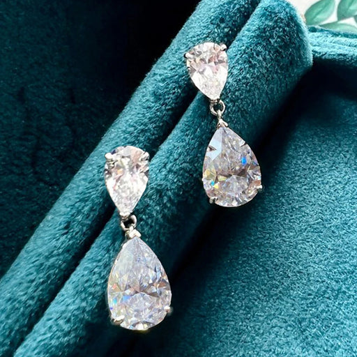 GRA certified D color VVS1 moissanite drop earrings in 925 sterling silver
