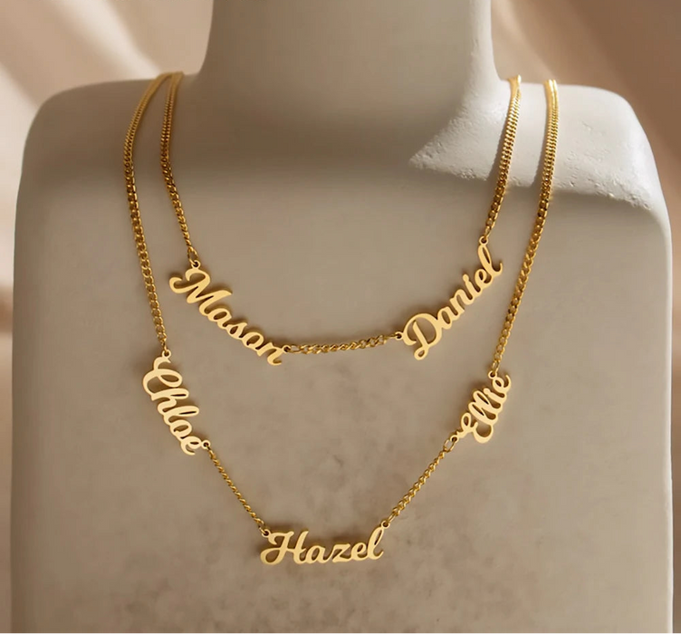 Custom Multi Name Necklace – Personalized Letter Pendant for Women SF