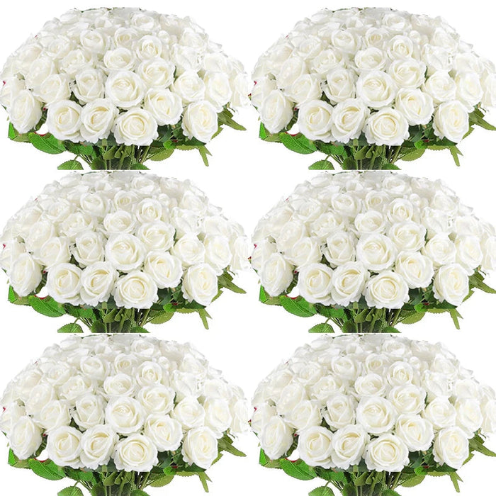 Artificial Velvet Roses – 50PCS Long-Stem Flower Bouquet SF