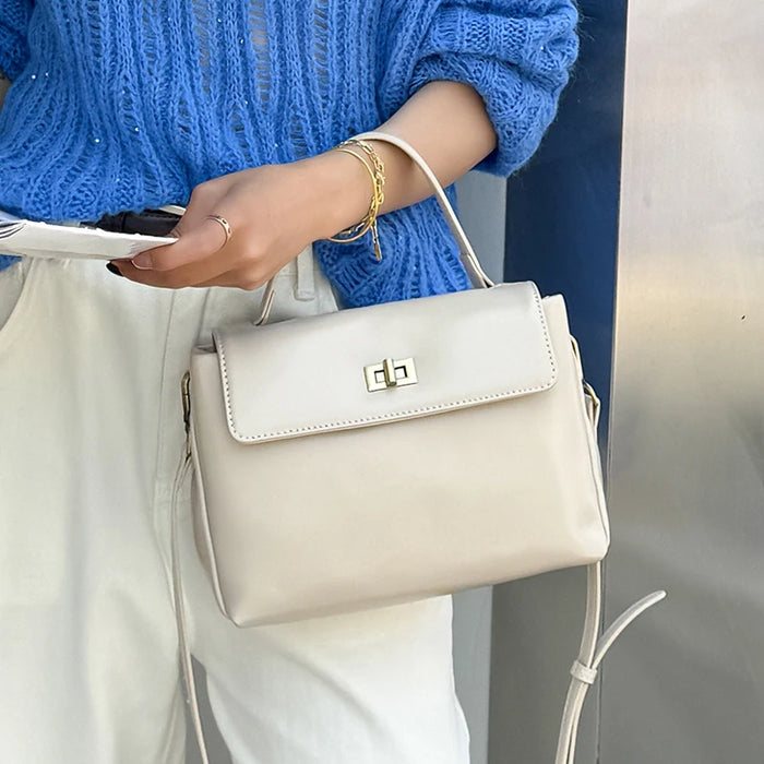 Women’s  Leather Shoulder Bag – Compact Casual Satchel