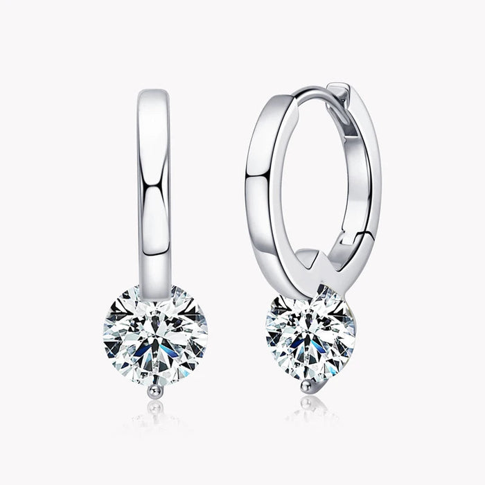 Moissanite Hoop Earrings – 1.0CT VVS1 D-E Color Sterling Silver SF