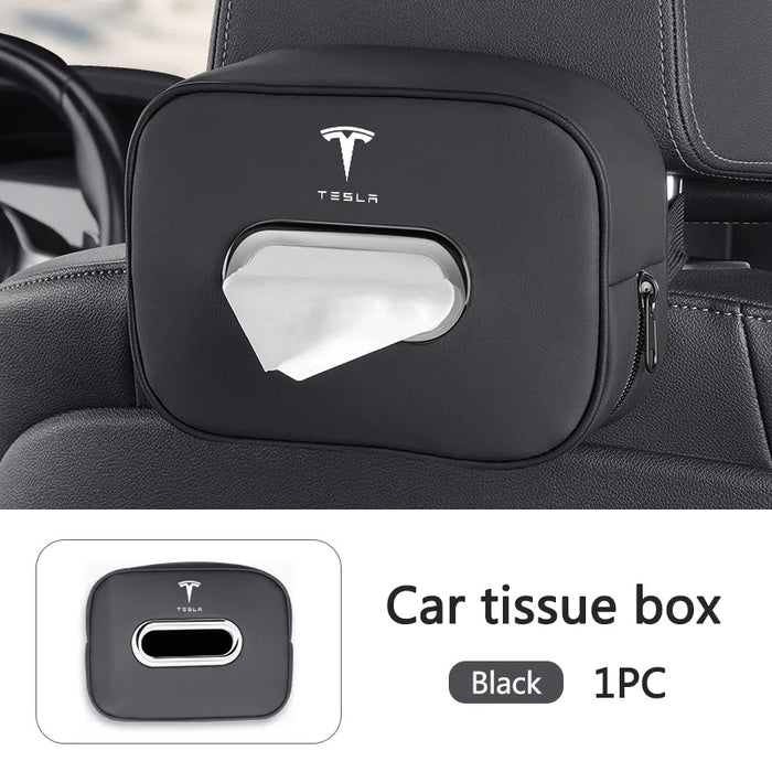 PU Leather Car Tissue Holder – Seat Back & Door Storage