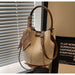 PU Leather Knitted Bucket Bag – Soft Casual Messenger Handbag for Women - Samanta Factory