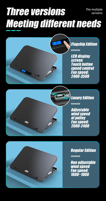 Laptop Cooling Pad – 6-Fan Ultra-Quiet Airflow for 13–18" Notebook