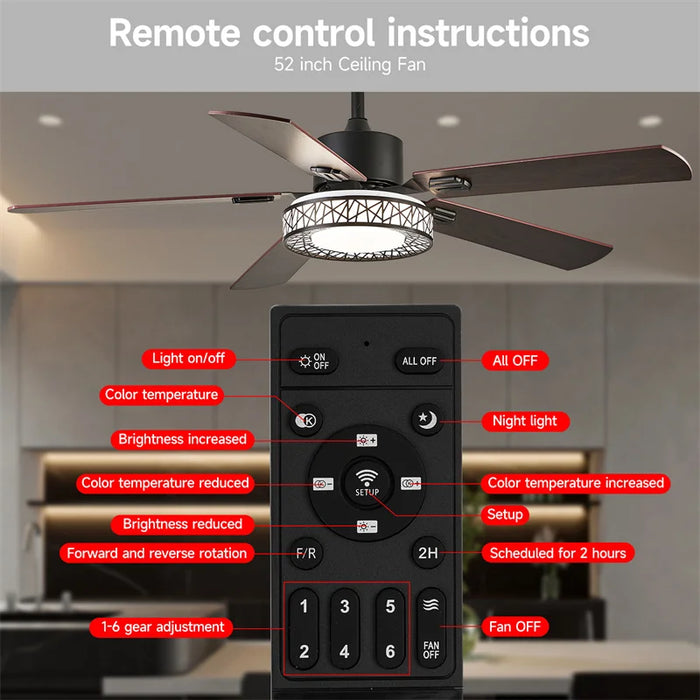 Smart Ceiling Fan with Light – Remote-Controlled Retractable Blades & Dimmable LED - Samanta Factory