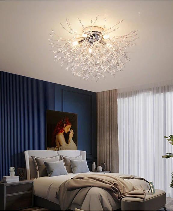 Crystal Dandelion Ceiling Light – 4-Light Nordic Chandelier for Living Room & Dining Room