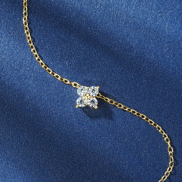 Moissanite Stud Earrings – 10k Gold Four-Leaf Clover Design