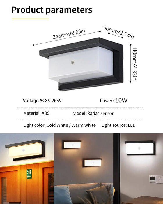 LED Wall Lights – PIR Motion Sensor, Waterproof Outdoor Lamps for Garden & Porch - Samanta Factory